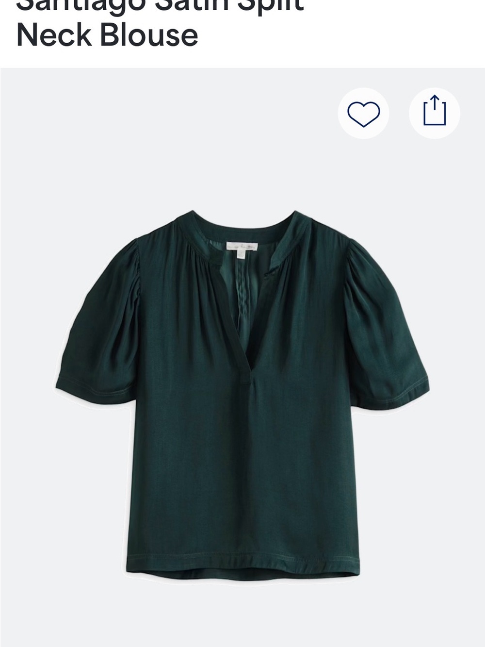 nine britton Deep Green Satin Split V-Neck Blouse